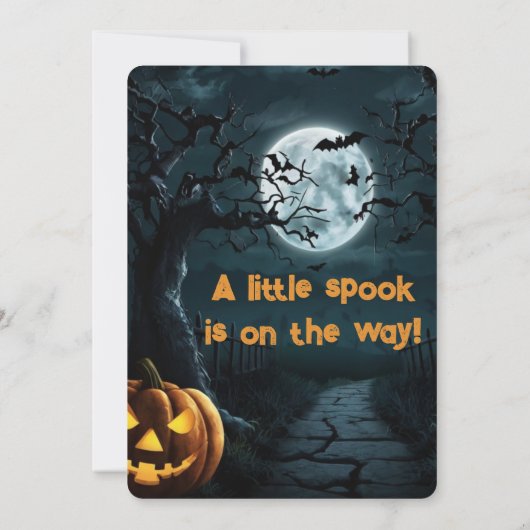 ハロウィーン小さなスプークのカボチャの赤ちゃんシャワー 招待状 (裏面)