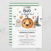 ハロウィーン小さなブーかぼちゃの赤ちゃんシャワー 招待状 (正面/裏面)