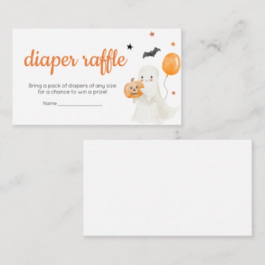 ハロウィーン小さなブーはほとんどデュースおむつラッフル エンクロージャーカード (正面/裏面)