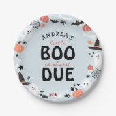 ハロウィーン小さなブーはほとんどデュースシャワー男の赤ちゃん ペーパープレート (正面)
