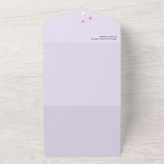 ハロウィーン小さなブーブベイビーシャワーピンクと紫 オールインワン招待状 (外側)