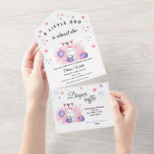 ハロウィーン小さなブーブベイビーシャワーピンクと紫 オールインワン招待状 (貼ってはがせる)