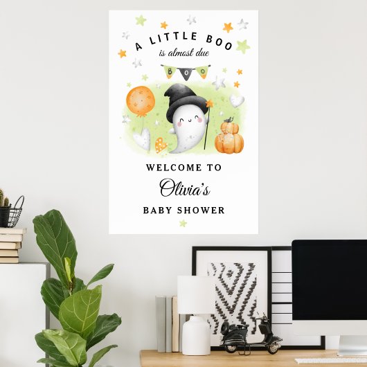 ハロウィーン小さなブーブベイビーシャワー歓迎サイン ポスター (ホームオフィス)