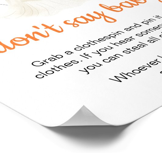 ハロウィーン小さなブーブベイビーシャワー言わないベビー ポスター (角)