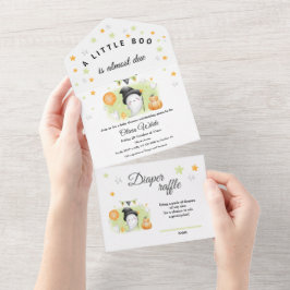 ハロウィーン小さなブーブベビーシャワー オールインワン招待状