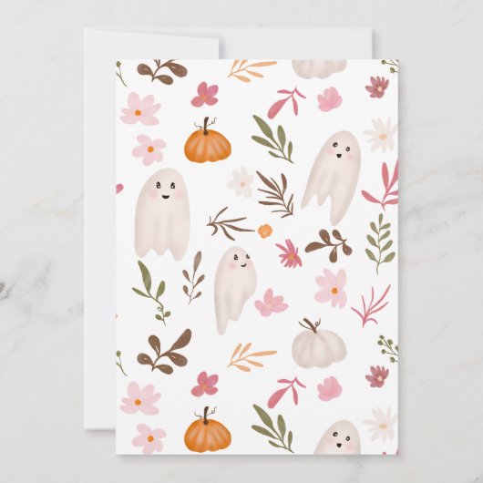 ハロウィーン小さなブー幽霊かわいい子供たち1歳の誕生日 招待状 (裏面)