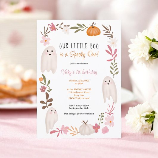 ハロウィーン小さなブー幽霊かわいい子供たち1歳の誕生日 招待状