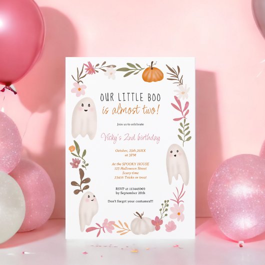 ハロウィーン小さなブー幽霊かわいい子供たち2歳の誕生日 招待状
