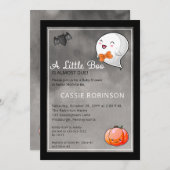 ハロウィーン小さなブー幽霊男の子ベイビーシャワー 招待状 (正面/裏面)
