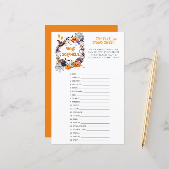 ハロウィーン小さな足不気味、甘いスクランブルゲーム (正面/裏面インサイチュ)