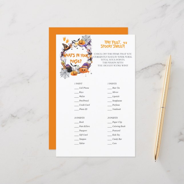 ハロウィーン小さな足不気味、甘い財布ゲーム (正面/裏面インサイチュ)