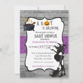 ハロウィーン少年が魔女の赤ちゃんシャワーを醸造 招待状 (正面)