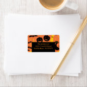 ハロウィーン差出人住所ラベルおもしろいパンプキン ラベル (インサイチュ)