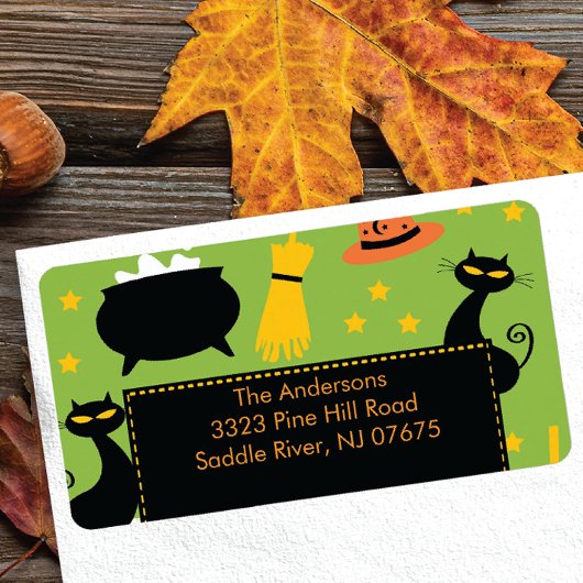 ハロウィーン差出人住所ラベルおもしろいブラックキャット ラベル