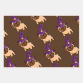 ハロウィーン帽でパグをする ラッピングペーパーシート (正面3)