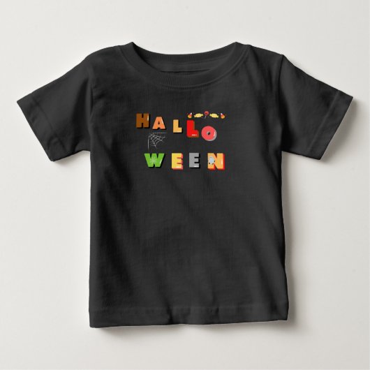 ハロウィーン幼児Tシャツブラック ベビーTシャツ (正面)