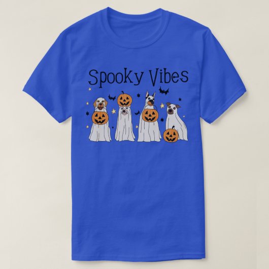 ハロウィーン幽霊おもしろい犬 Tシャツ (デザイン正面)