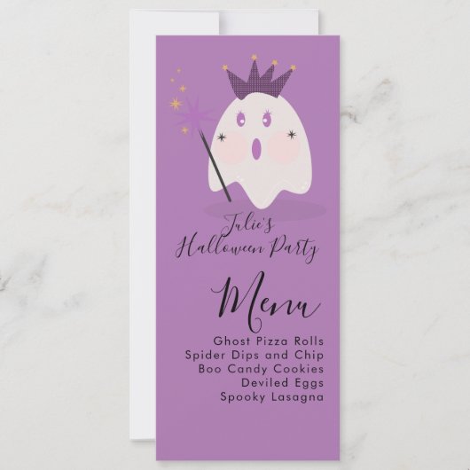 ハロウィーン幽霊かわいいグール衣装パーティーメニュー シーズンカード (正面)