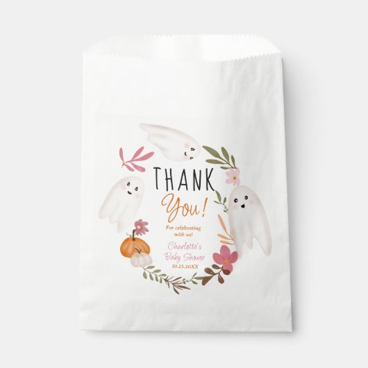 ハロウィーン幽霊かわいい赤ちゃん感謝していシャワーあなた フェイバーバッグ (正面)