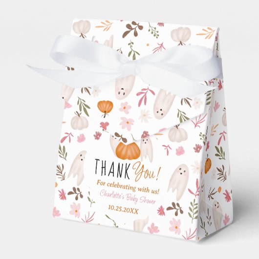 ハロウィーン幽霊かわいい赤ちゃん感謝していシャワーあなた フェイバーボックス (正面サイド)