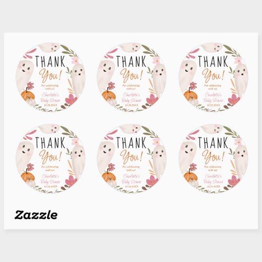 ハロウィーン幽霊かわいい赤ちゃん感謝していシャワーあなた ラウンドシール (シート)