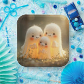 ハロウィーン幽霊かわいこちゃん ペーパープレート (パーティー)