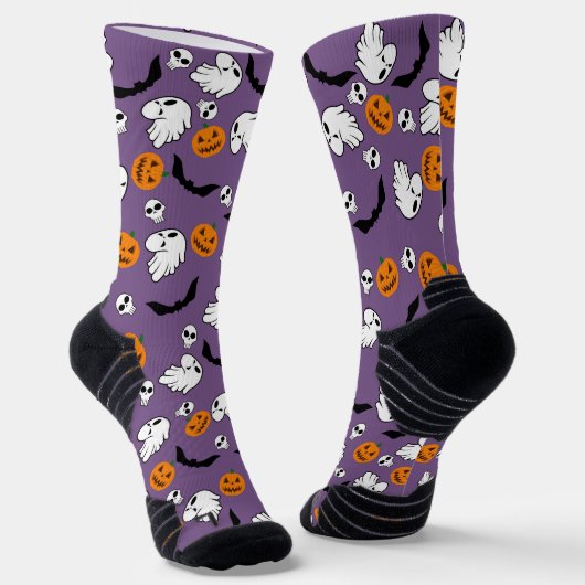 ハロウィーン幽霊こうもりスカルパンプキン ソックス (傾斜あり)