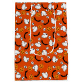 ハロウィーン幽霊こうもりスカルパンプキン ミディアムペーパーバッグ (裏面)