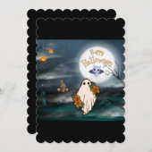 ハロウィーン幽霊こうもりスパイダズハロウィンカード ノートカード (正面/裏面)