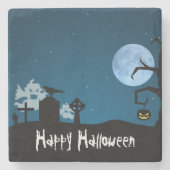 ハロウィーン幽霊たちズアット墓地 ストーンコースター (正面)