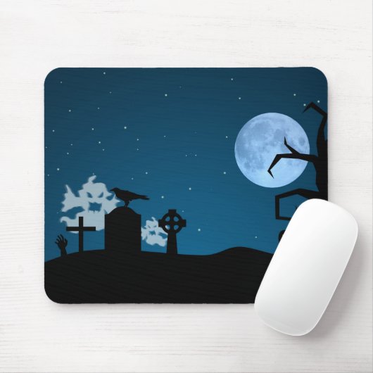 ハロウィーン幽霊たちズアット墓地 マウスパッド (マウス)