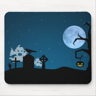 ハロウィーン幽霊たちズアット墓地 マウスパッド