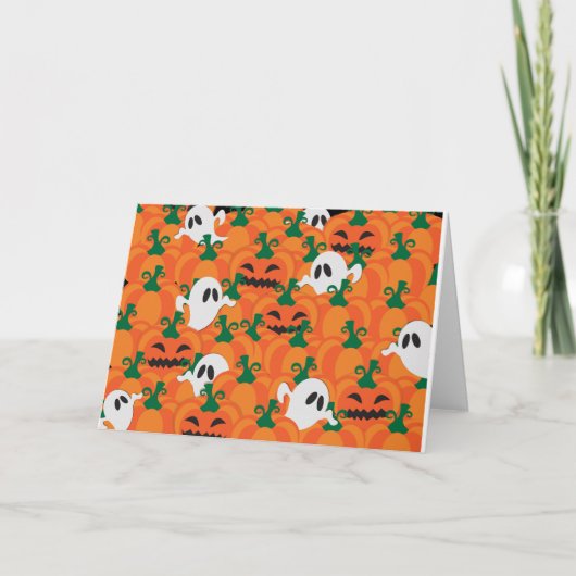 ハロウィーン幽霊たち幽霊のよく出るカボチャパッチ カード (正面)