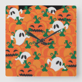 ハロウィーン幽霊たち幽霊のよく出るカボチャパッチ スクエア壁時計 (正面)