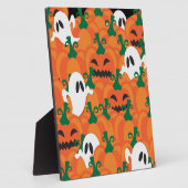 ハロウィーン幽霊たち幽霊のよく出るカボチャパッチ フォトプラーク (側面)