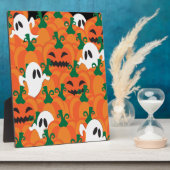 ハロウィーン幽霊たち幽霊のよく出るカボチャパッチ フォトプラーク (側面)