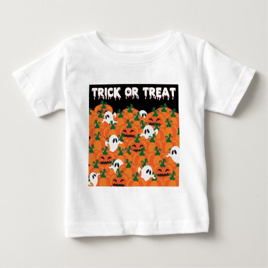 ハロウィーン幽霊たち幽霊のよく出るカボチャパッチ ベビーTシャツ (正面)