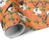 ハロウィーン幽霊たち幽霊のよく出るカボチャパッチ ラッピングペーパー (ロールコーナー)