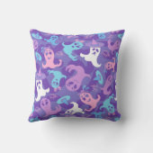 ハロウィーン幽霊たち紫パーソナライズされた枕 クッション (裏面)