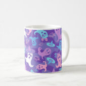 ハロウィーン幽霊たち紫マグカップ コーヒーマグカップ (正面右)