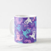 ハロウィーン幽霊たち紫マグカップ コーヒーマグカップ (正面左)