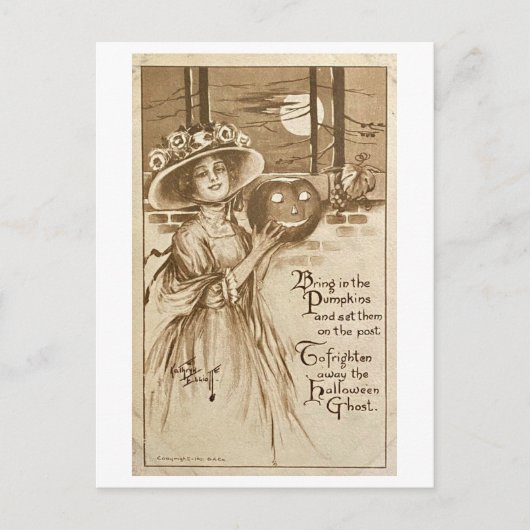 ハロウィーン幽霊たち遠くにヴィンテージ ポストカード (正面)