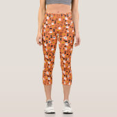 ハロウィーン幽霊たち黒猫スパイダーウェブおもしろい カプリレギンス (正面)