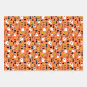 ハロウィーン幽霊たち黒猫スパイダーウェブおもしろい ラッピングペーパーシート (正面)