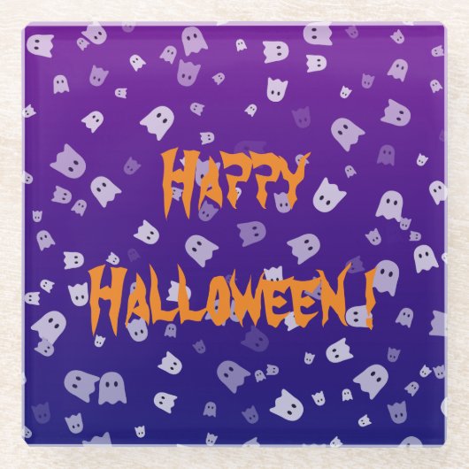 ハロウィーン幽霊たち ガラスコースター (正面)