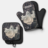 ハロウィーン幽霊たち 鍋つかみ&鍋敷きセット (正面/裏面)