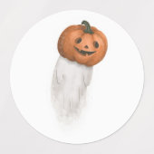 ハロウィーン幽霊とカボチャのステッカーセット ラベル (デザイン1)