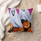 ハロウィーン幽霊とカボチャ クッション (ブランケット)