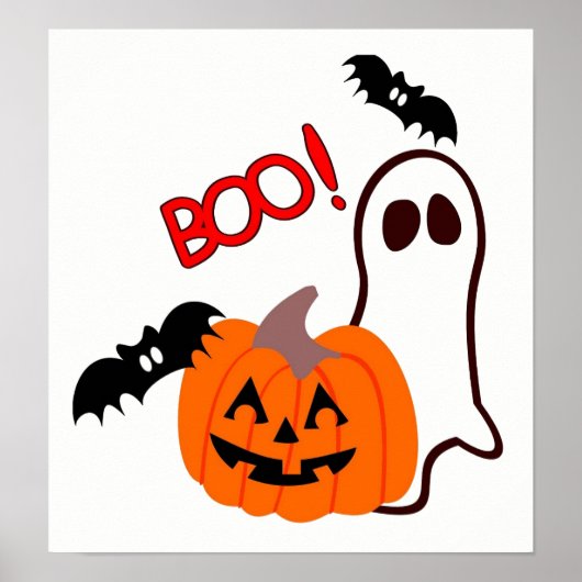 ハロウィーン幽霊とカボチャ ポスター (正面)