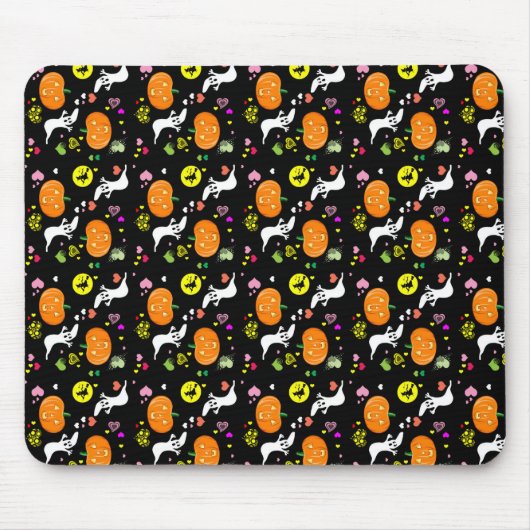 ハロウィーン幽霊とカボチャ マウスパッド (正面)